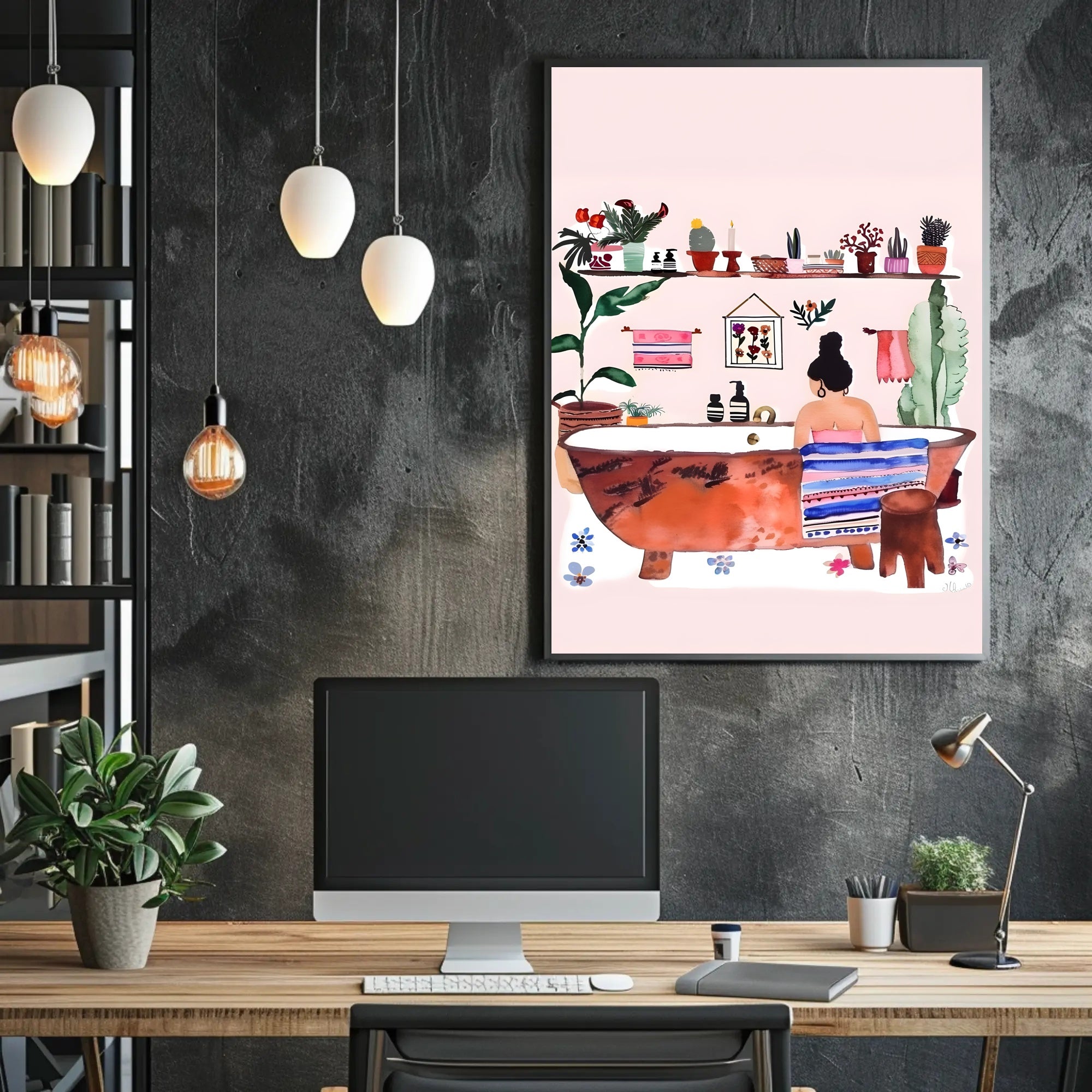 Serene Bath Time Poster