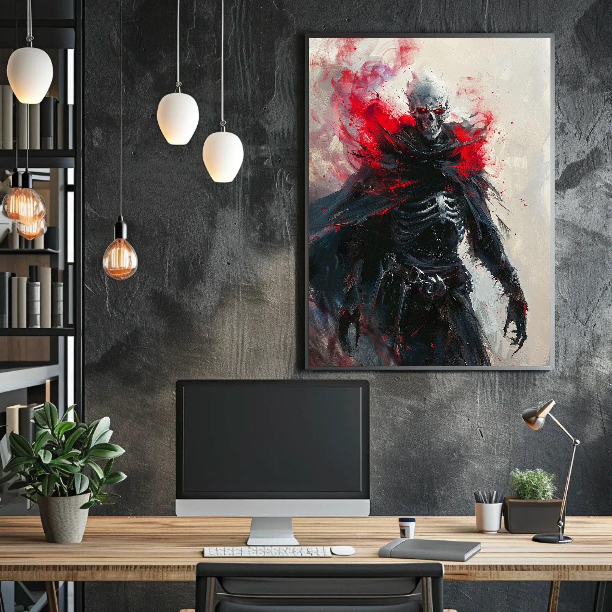 Ethereal Skeleton Warrior Dark Fantasy Art Poster PosterGoat