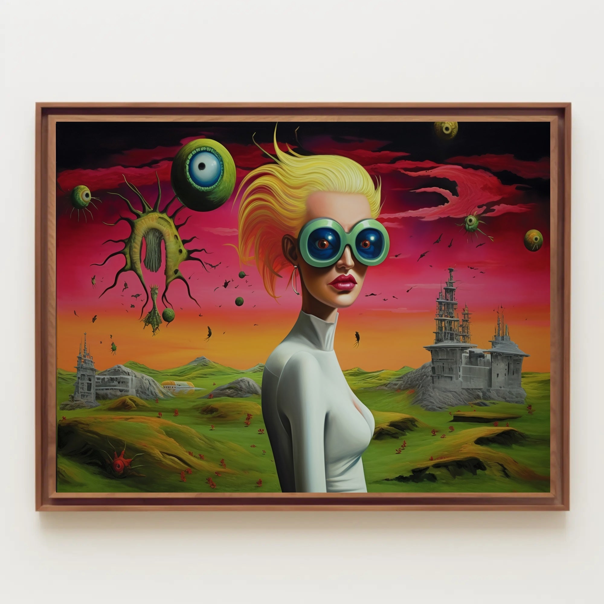 Futuristic Visionary Woman in Surreal Sci-Fi Poster