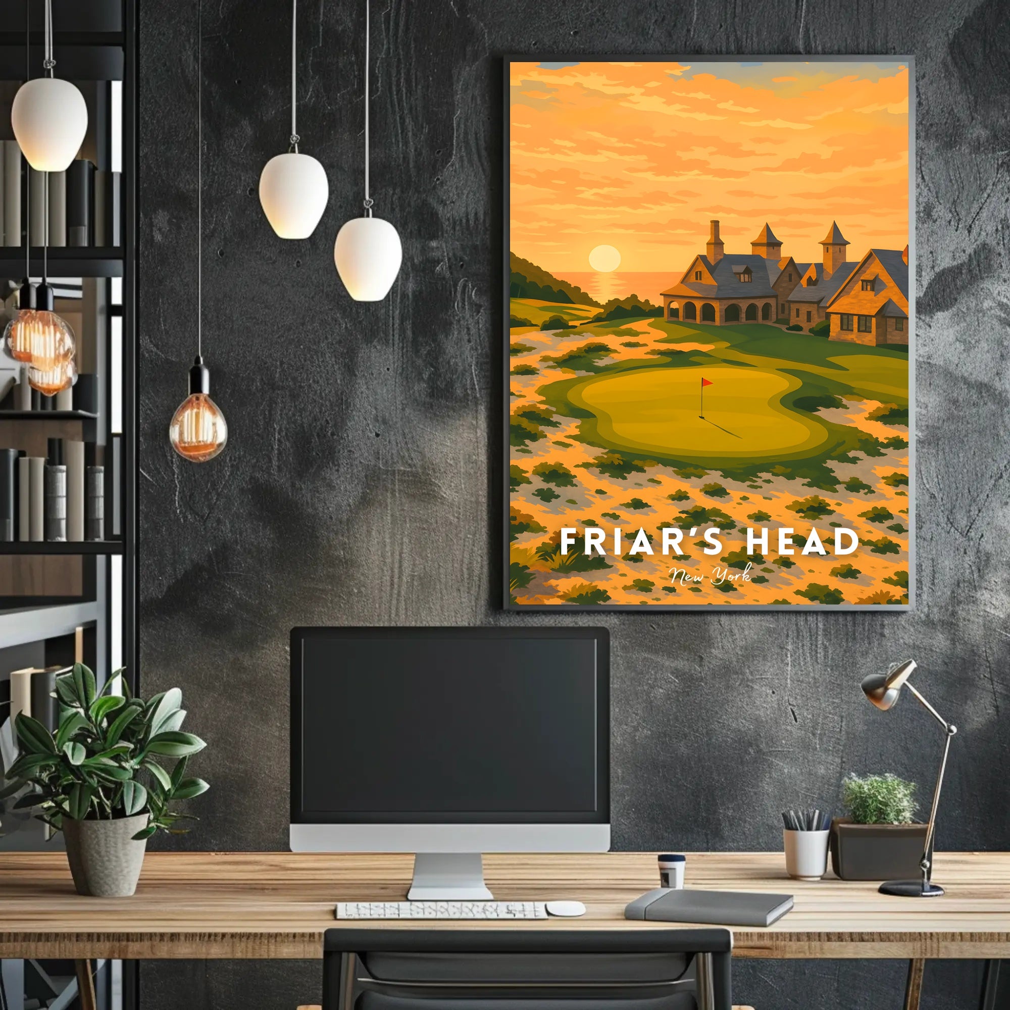 Serene Golf Course Sunset Artistic Sports Poster