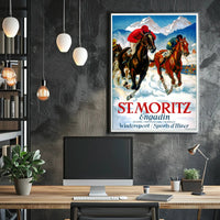 St. Moritz Adventure Vintage Winter Sports Travel Poster PosterGoat