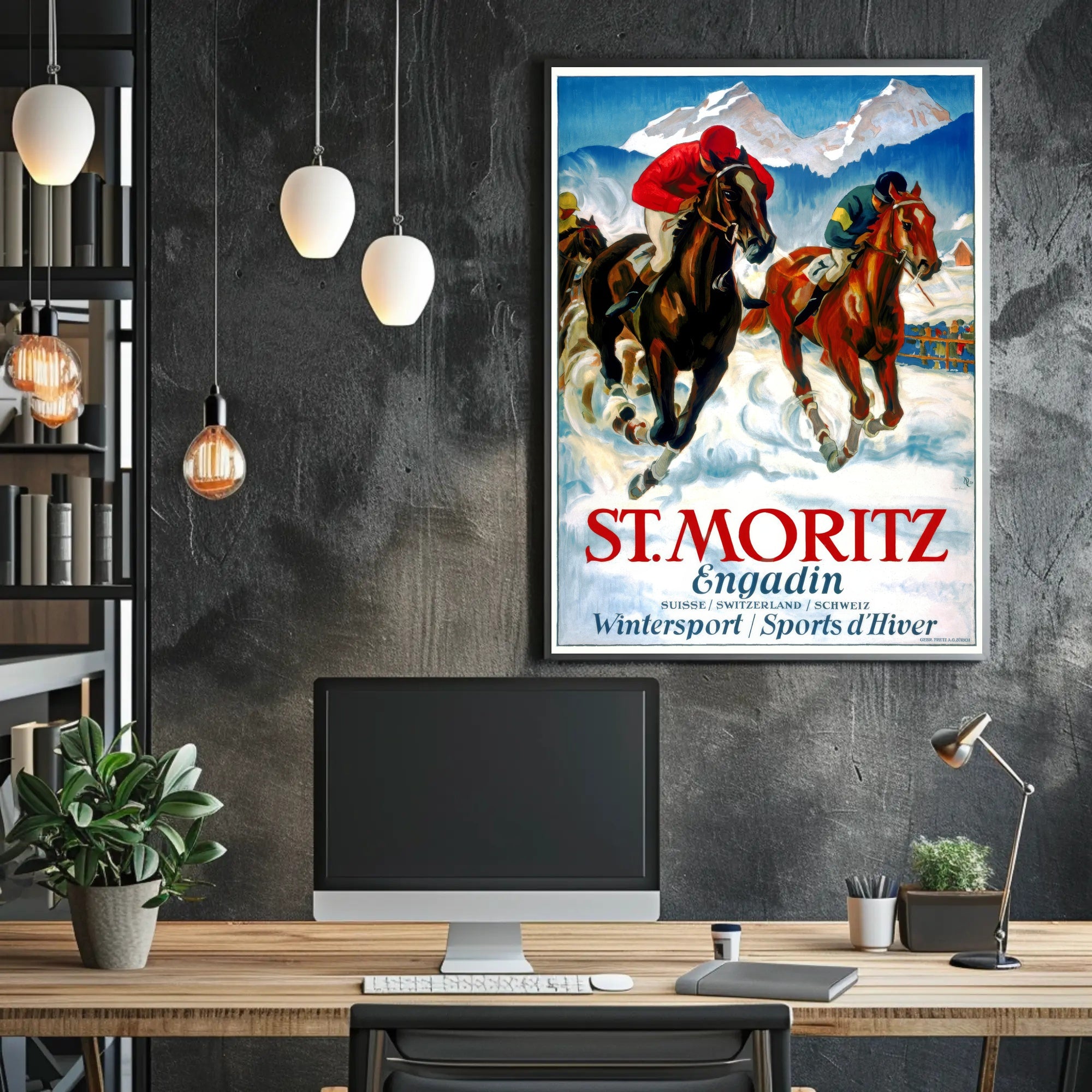 St. Moritz Adventure Vintage Winter Sports Travel Poster PosterGoat