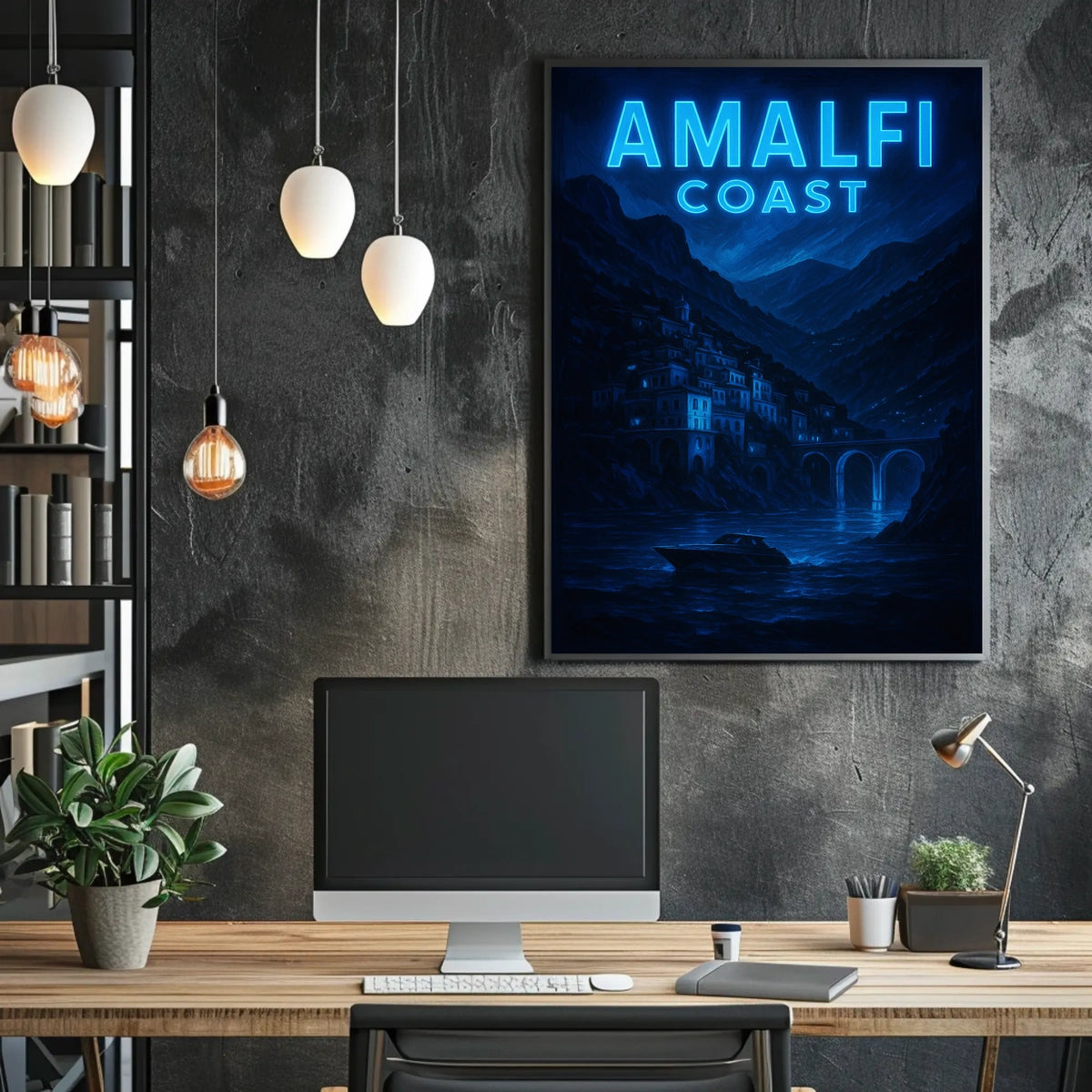 Amalfi Coast Night Serenity Poster Wall Art 18x24 Inches
