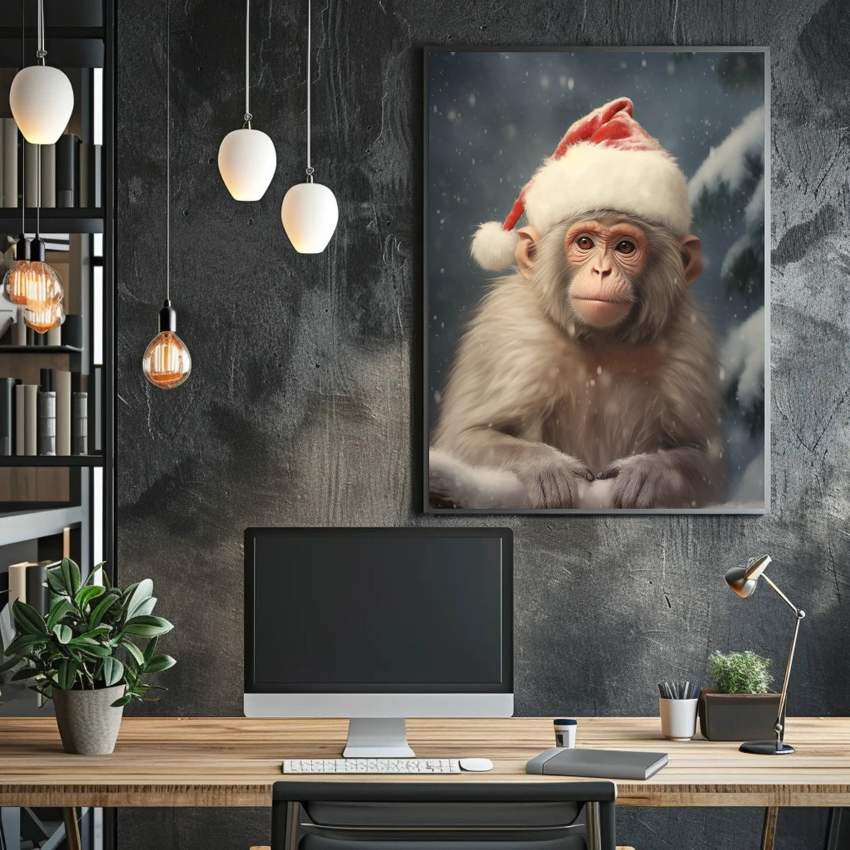 Festive Monkey In Winter Wonderland Poster