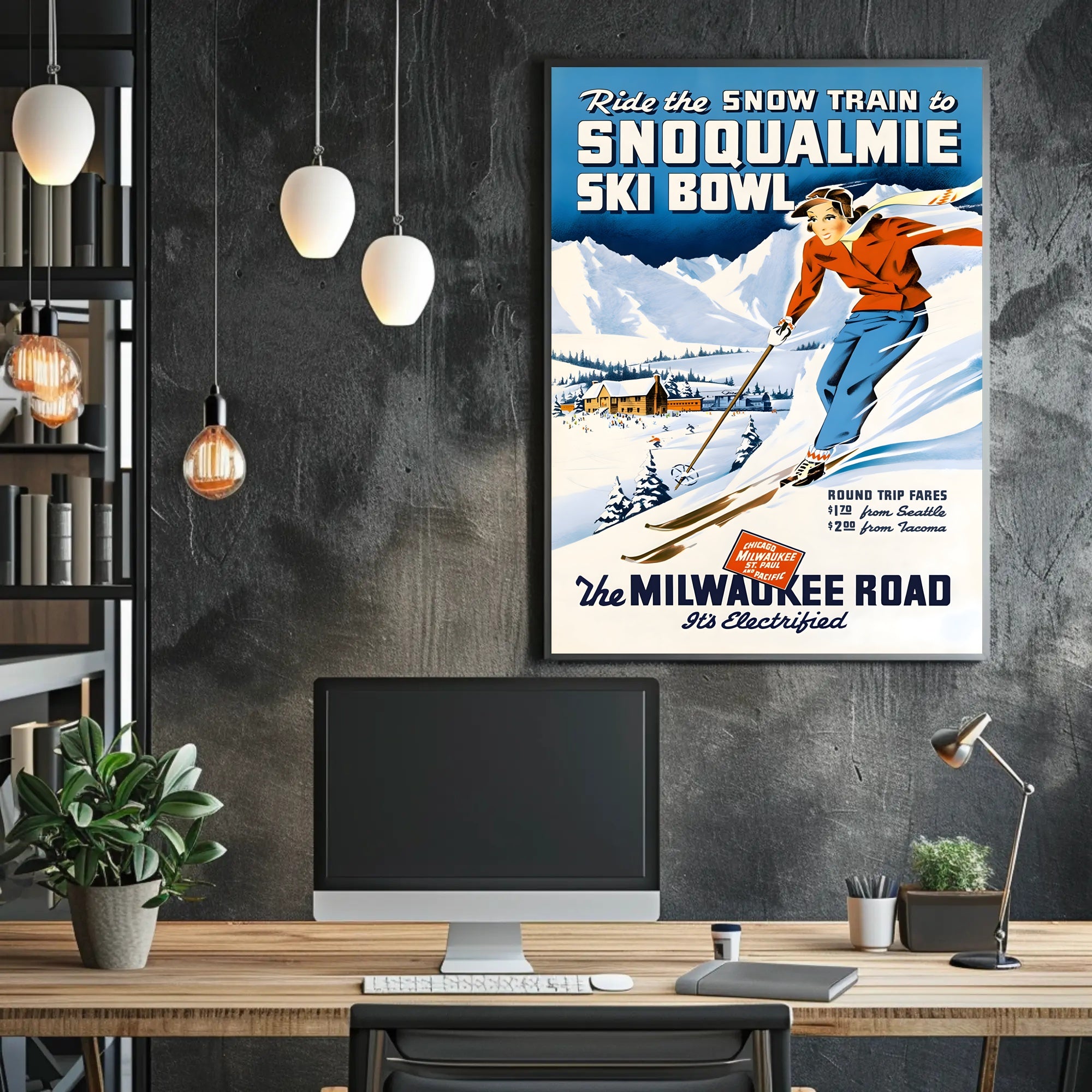 Vintage Snoqualmie Ski Bowl Adventure Travel Poster PosterGoat