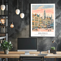 Brussels Cityscape Illustration Poster PosterGoat