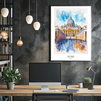 St. Peter's Basilica Watercolor Art Urban or Cityscape Poster PosterGoat
