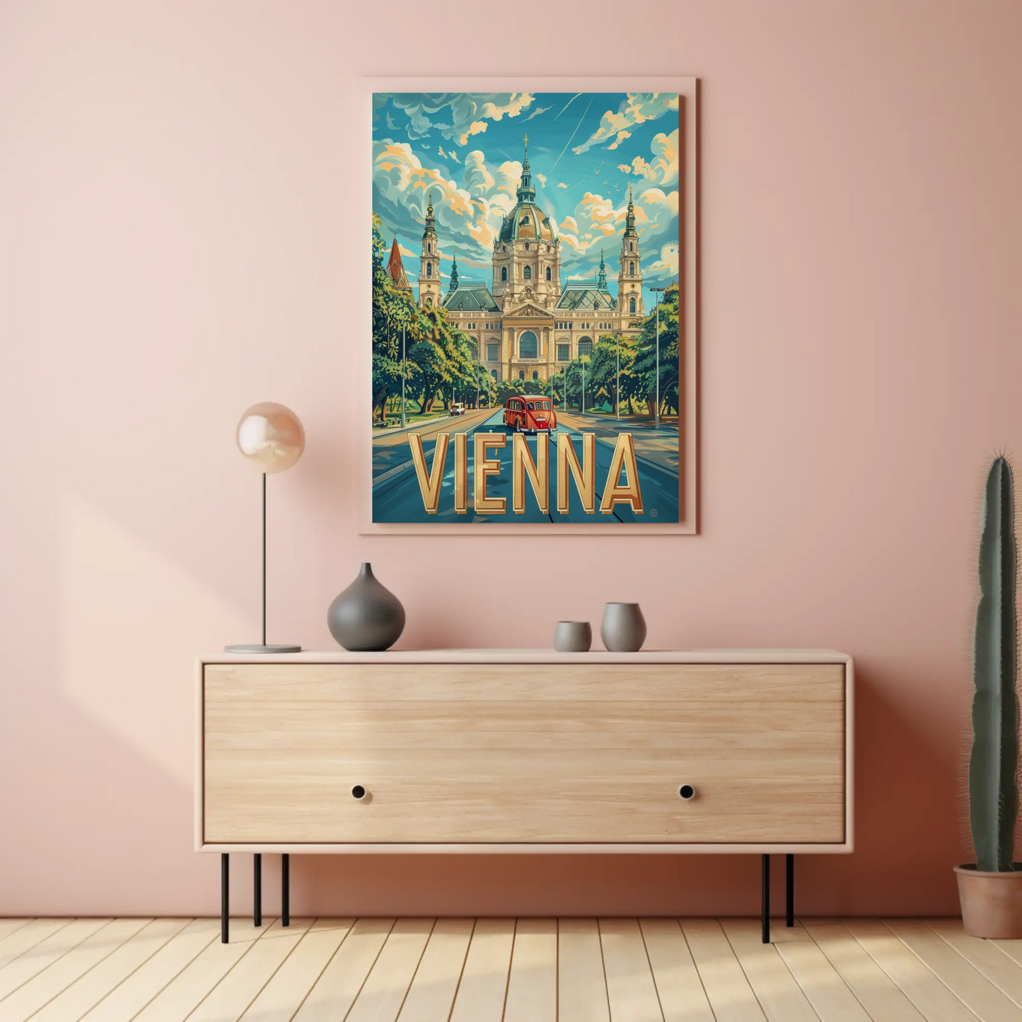 Vienna Austria Grand Palace Domes Road Travel Poster