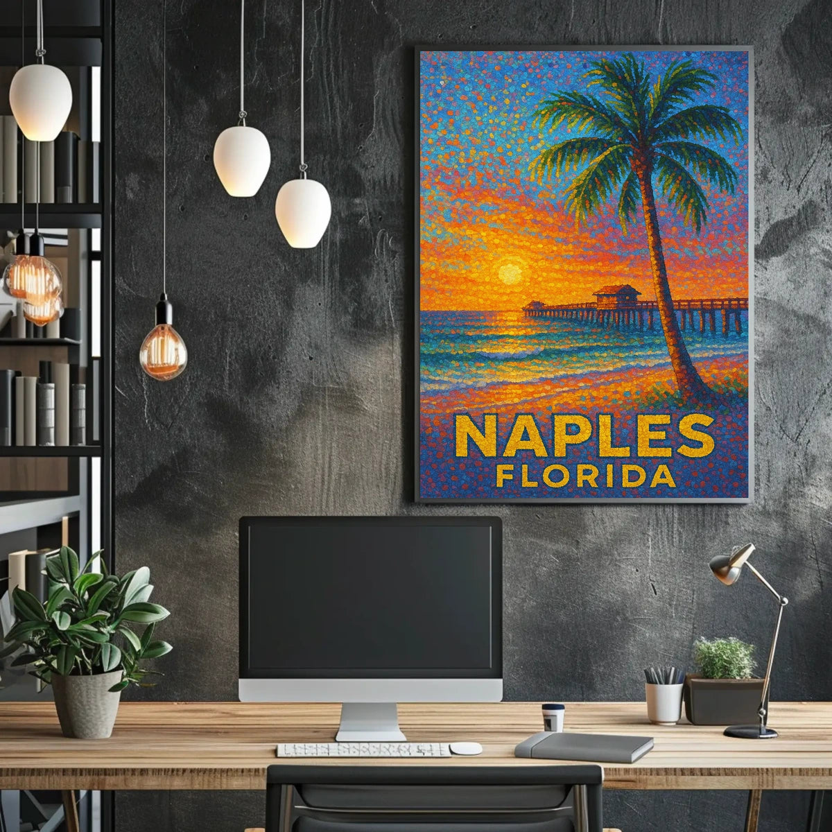 Naples Florida Sunset Poster Coastal Wall Art Decor