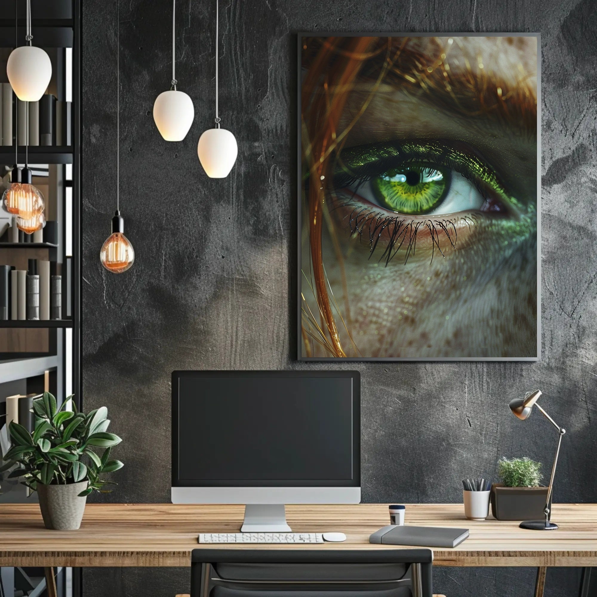 Vivid Green Eye Photorealistic Art Poster Print PosterGoat