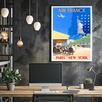 Air France Travel Poster Vintage Paris New York Wall Art