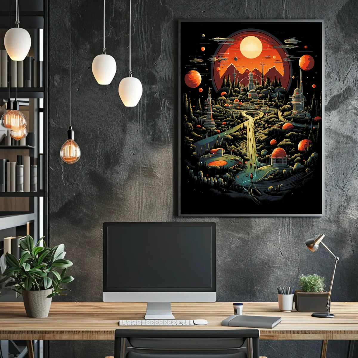 Futuristic Cosmic Landscape Poster