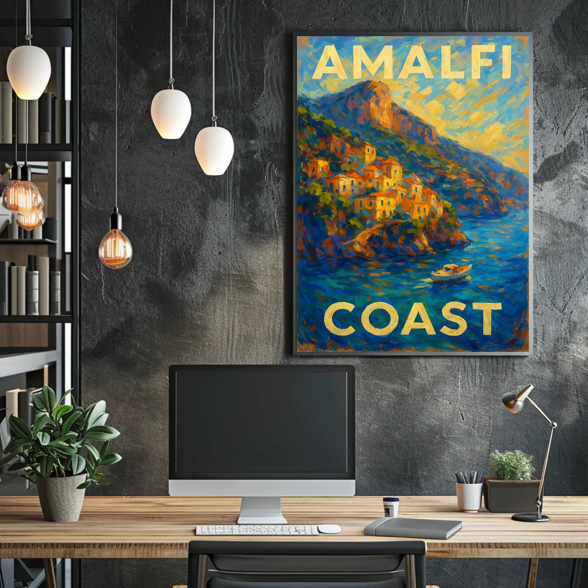 Amalfi Coast Poster Wall Art Coastal Decor Italy 18x24 Inches