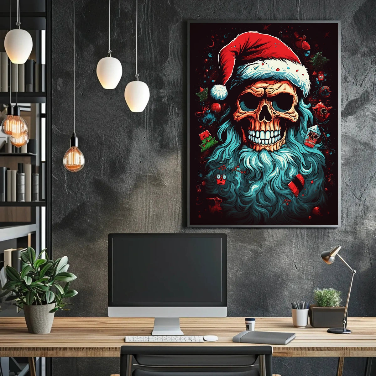 Festive Skull Santa Poster