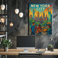 New York City Vibrant Urban Life Poster Modern Wall Art