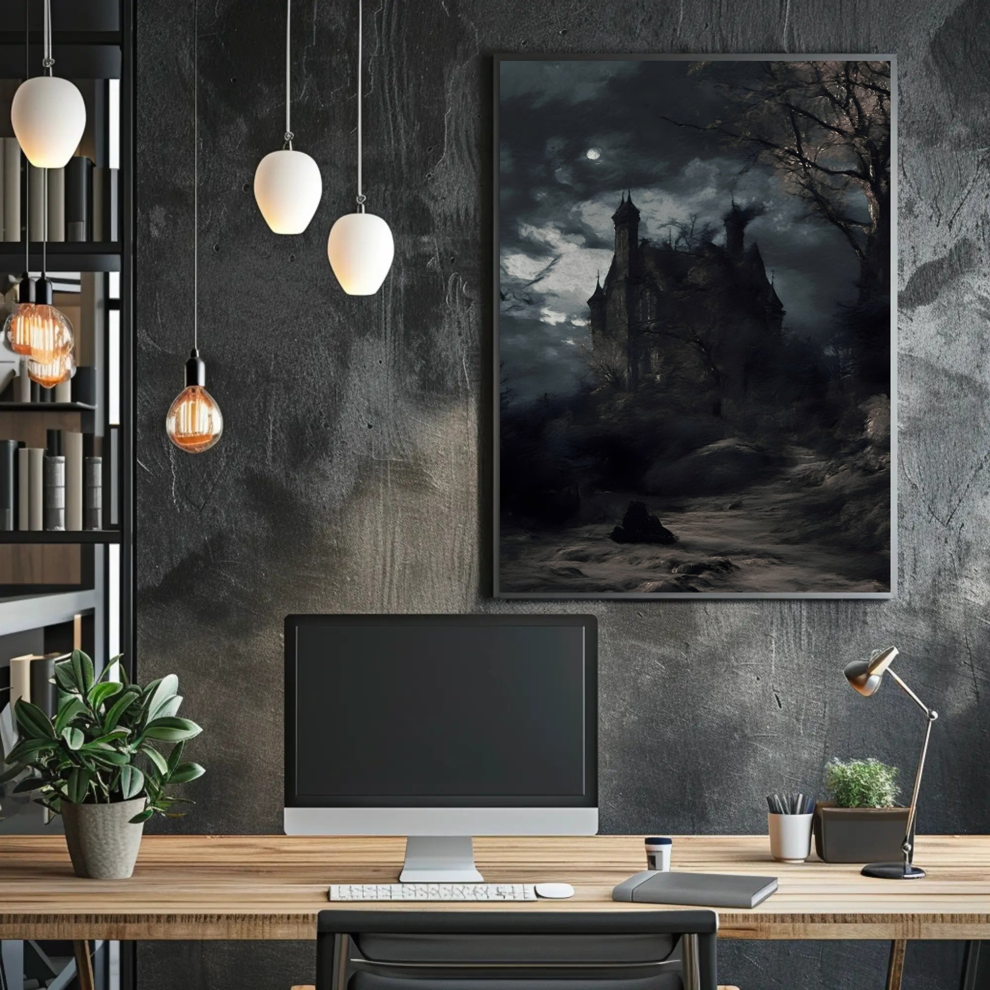 Haunted Castle in Moonlight Fantasy or Mythology Poster PosterGoat