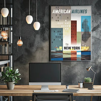 American Airlines New York City Poster Vintage Wall Art