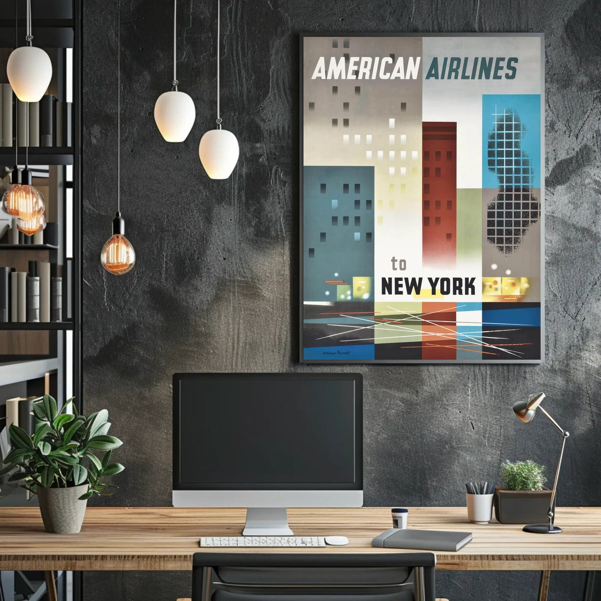 American Airlines New York City Poster Vintage Wall Art