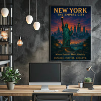 Empire City Dreams New York City Poster Retro Wall Art