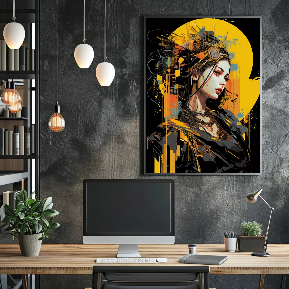 Futuristic Cyberpunk Woman Portrait Art Poster