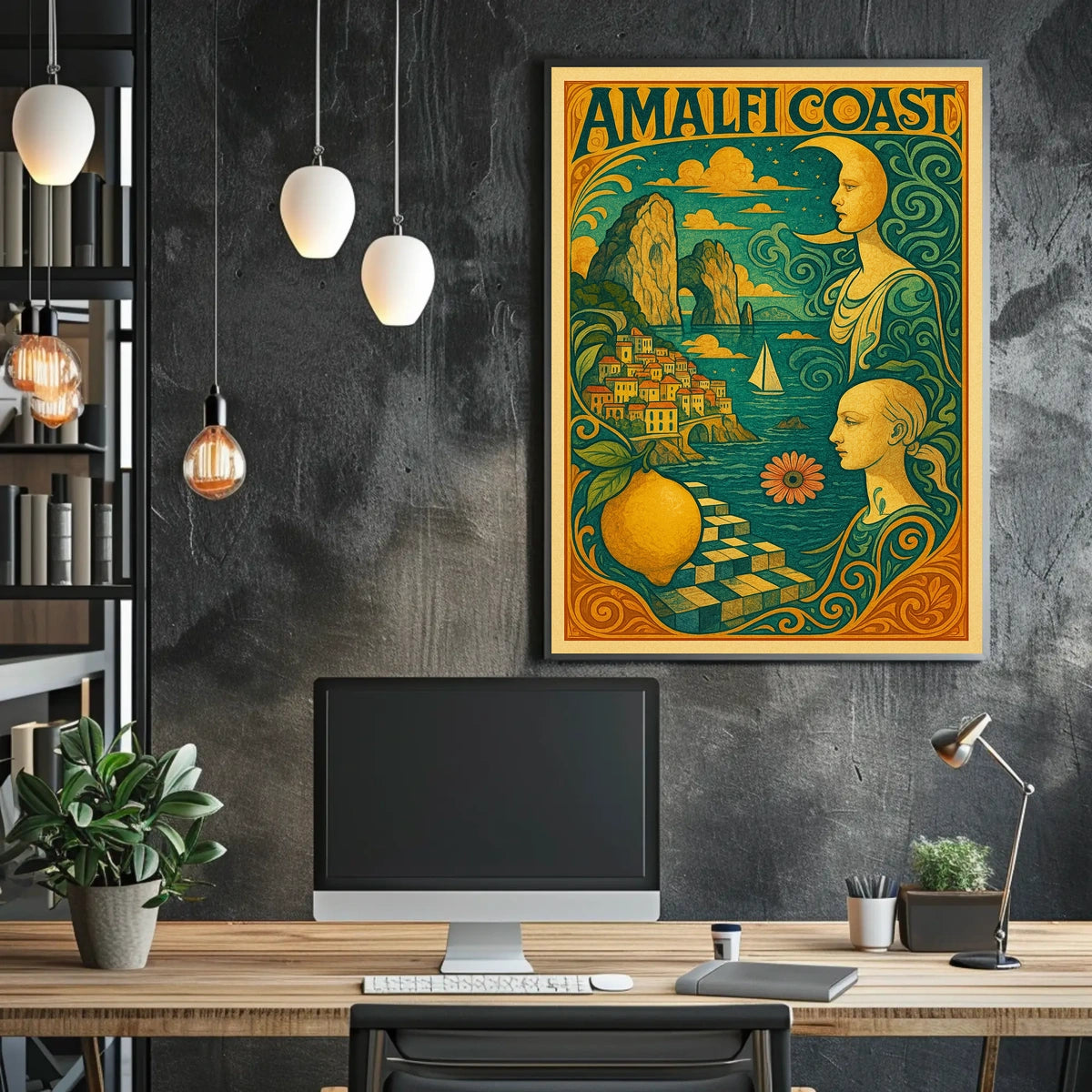 Amalfi Coast Artistic Tribute Poster