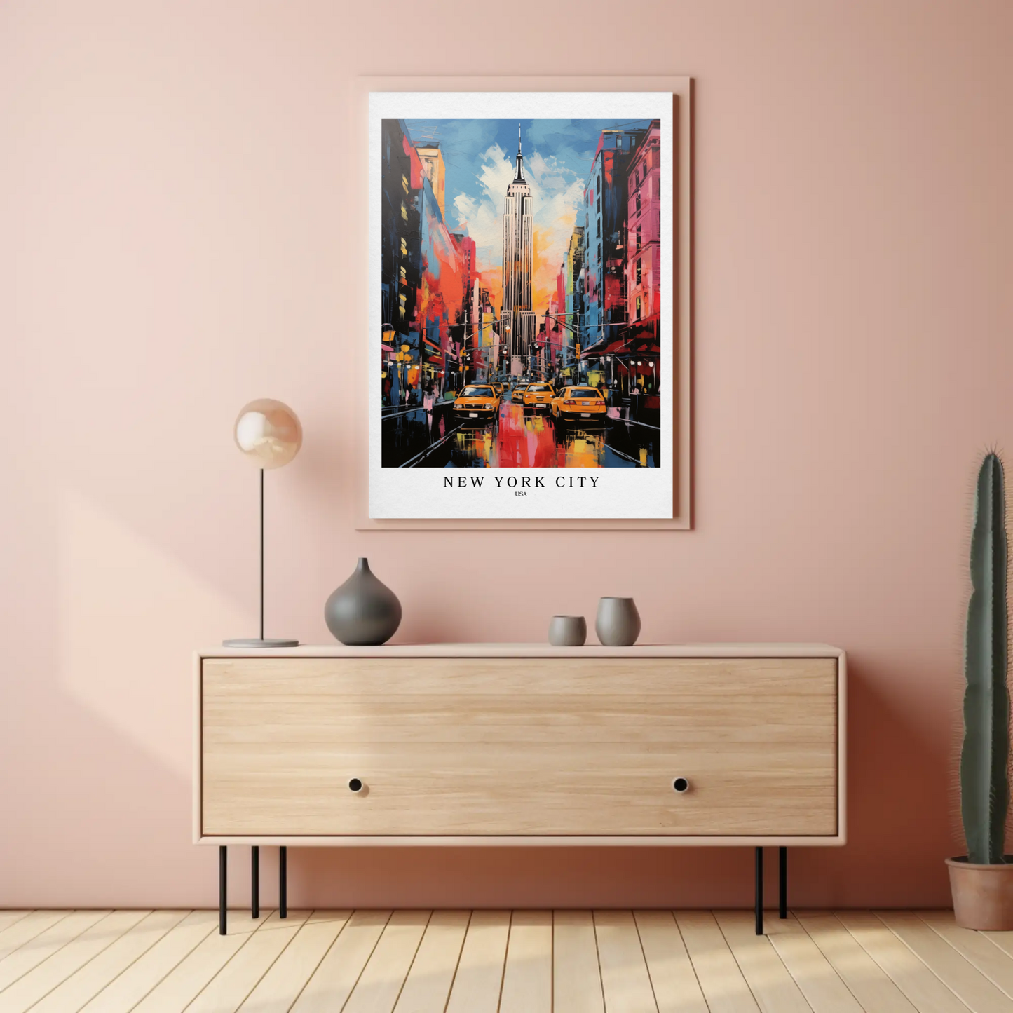 New York City Empire State Colorful Skyline Travel Poster