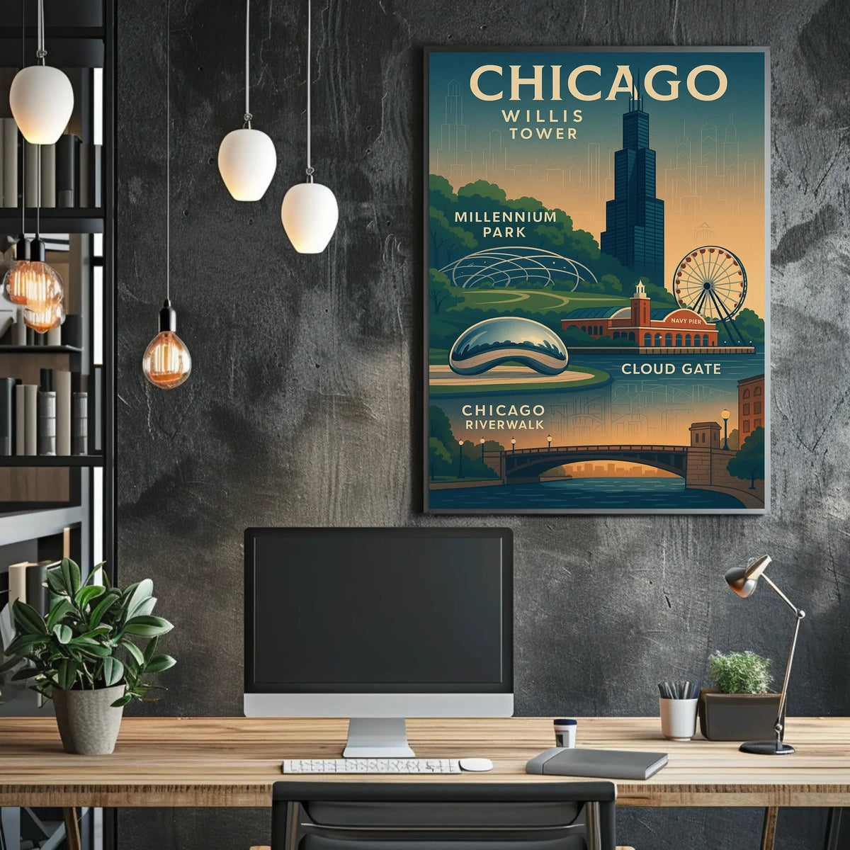 Discover Chicago Landmarks Poster