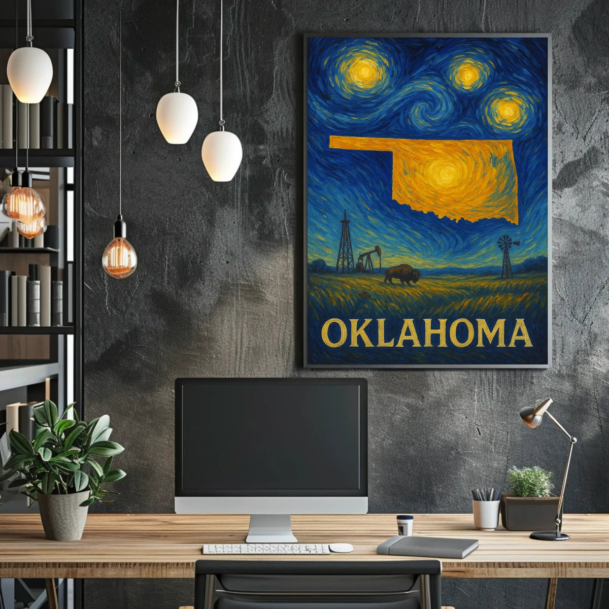 Oklahoma Starry Night Tribute Poster