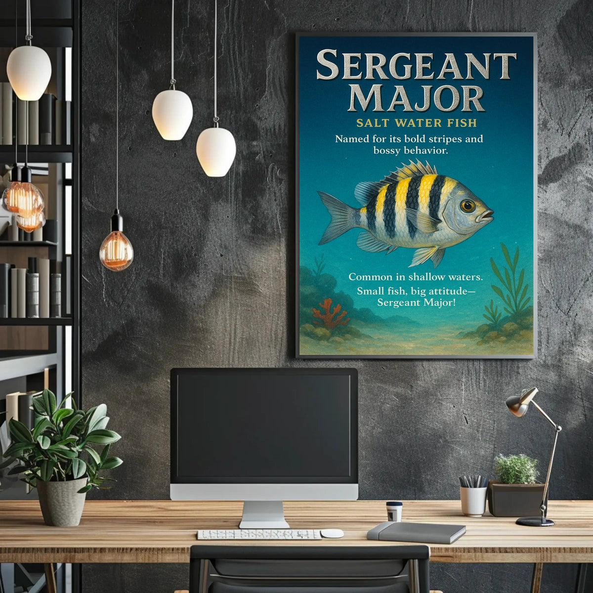 Sergeant Major Fish Bold Stripes and Big Attitude Poster