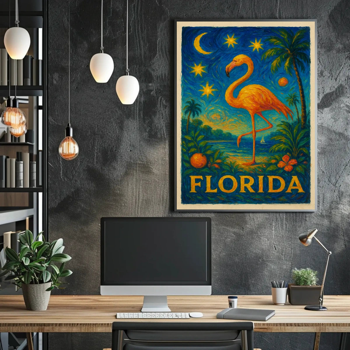 Florida Flamingo Tropical Travel Poster