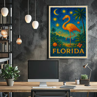 Florida Flamingo Tropical Travel Poster