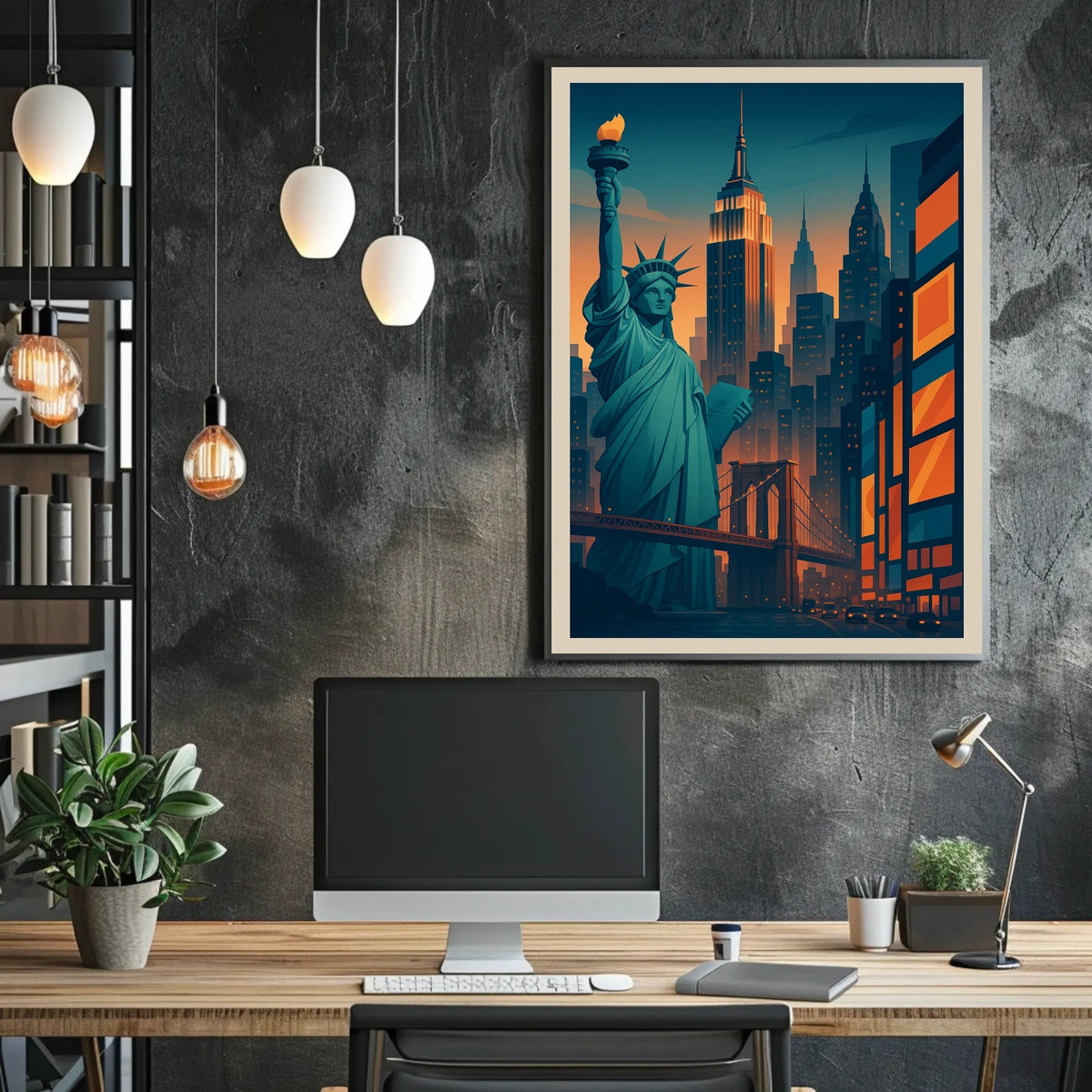 New York City Skyline Poster City of Dreams Office Decor
