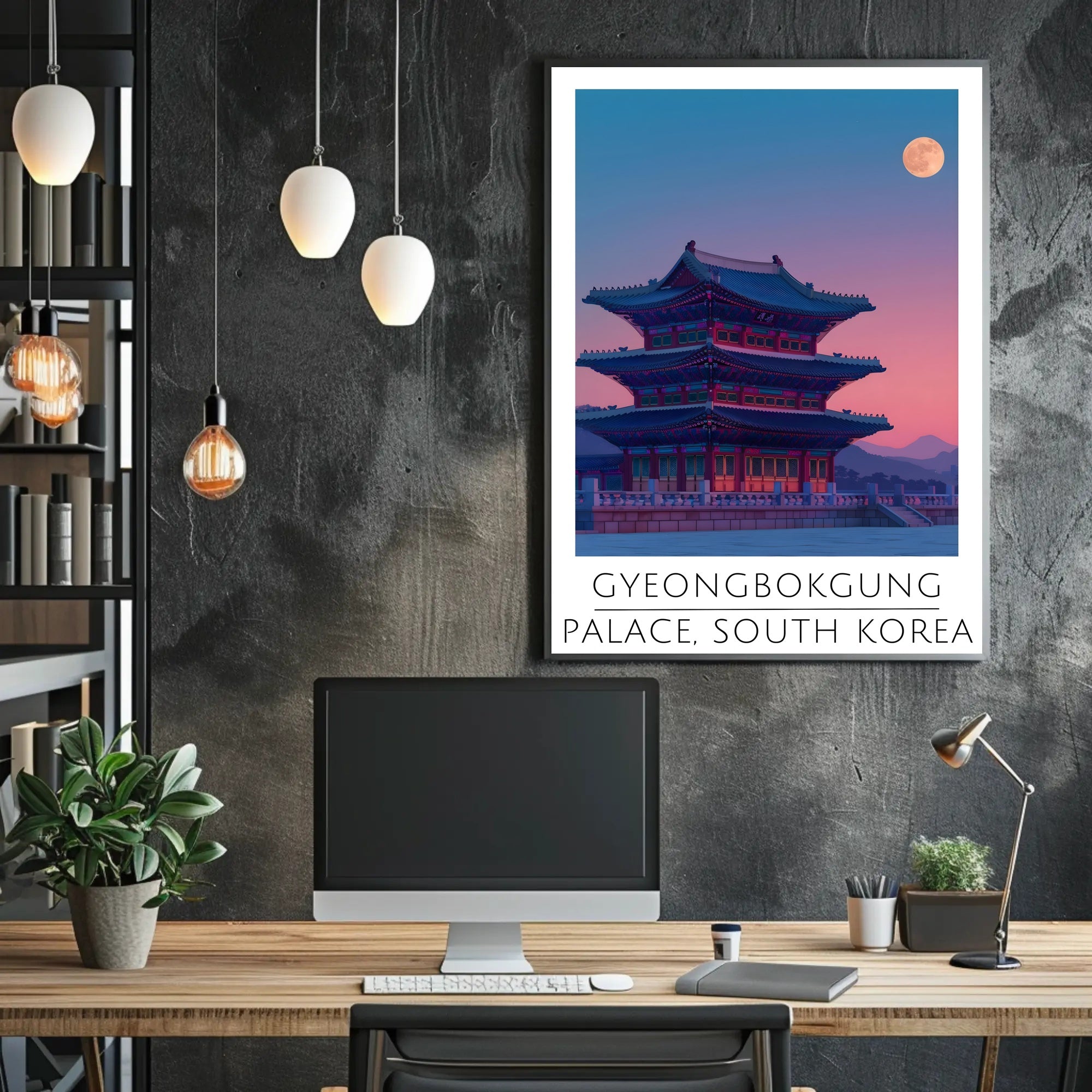Gyeongbokgung Palace under Full Moon Cultural Poster