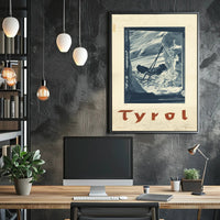 Tyrol Alpine Winter Adventure Monochrome Travel Poster PosterGoat