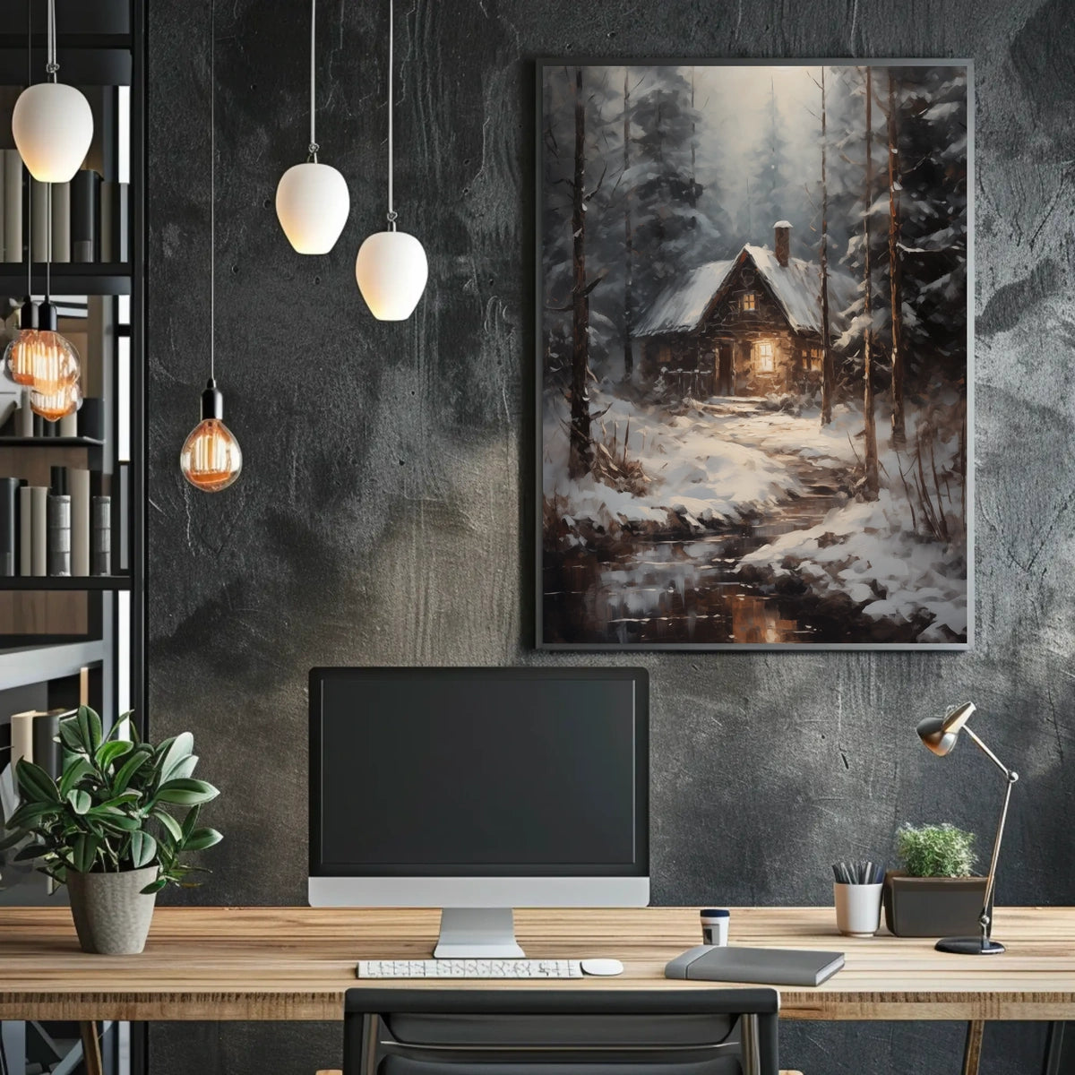Winter Cabin Retreat Poster