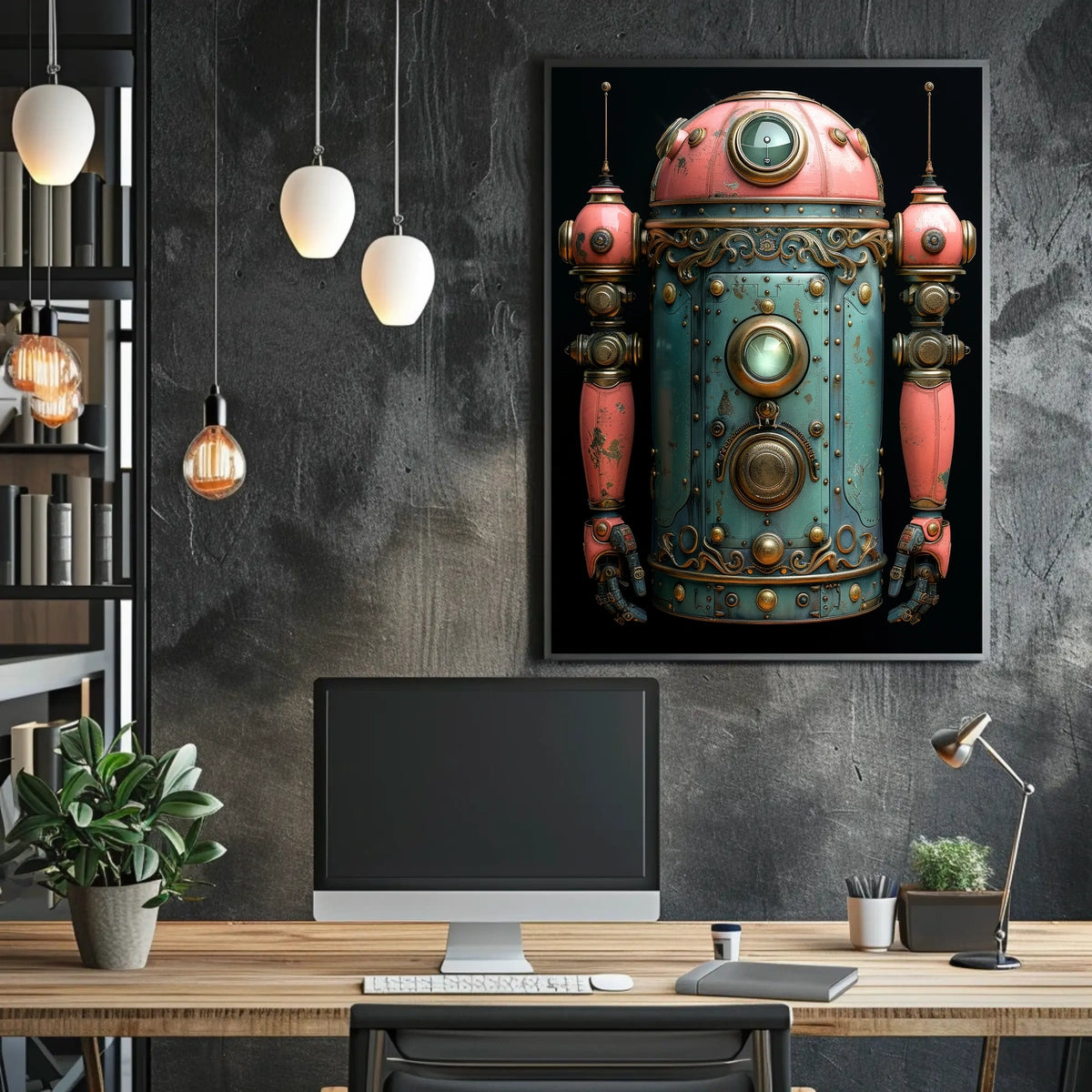 Steampunk Robot Design Poster