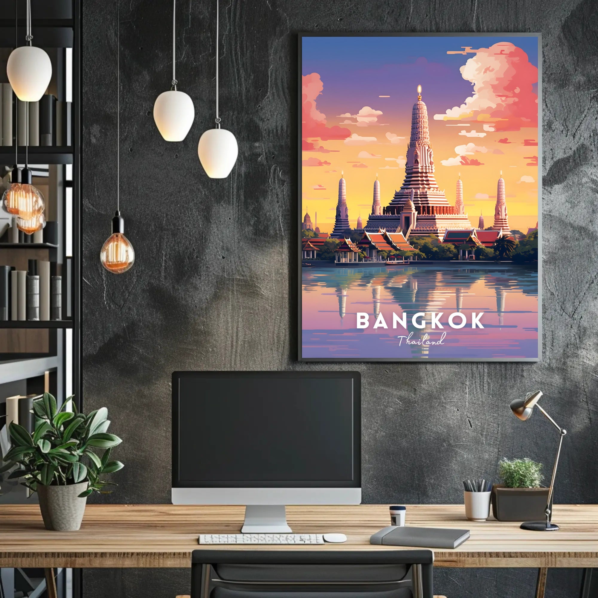 Wat Arun Sunset in Bangkok Travel Poster
