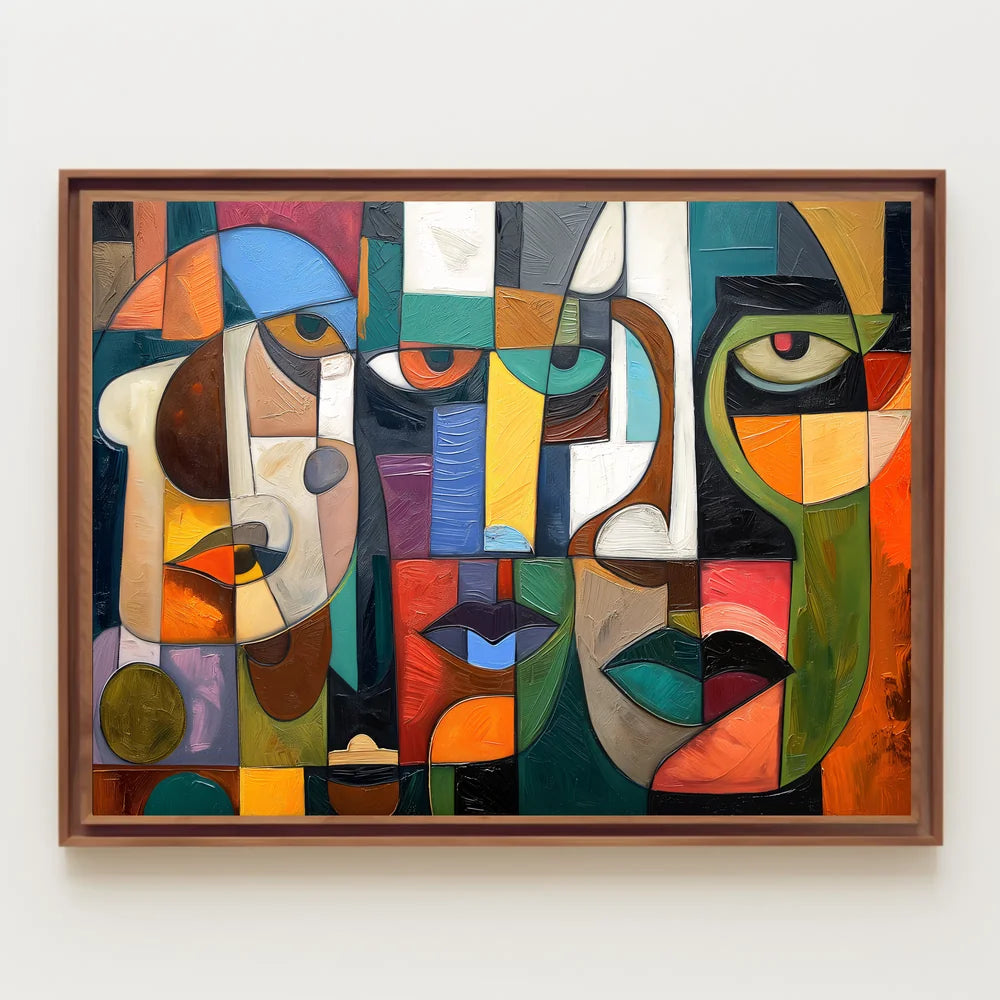 Cubist Faces Abstract Modern Art Poster Print