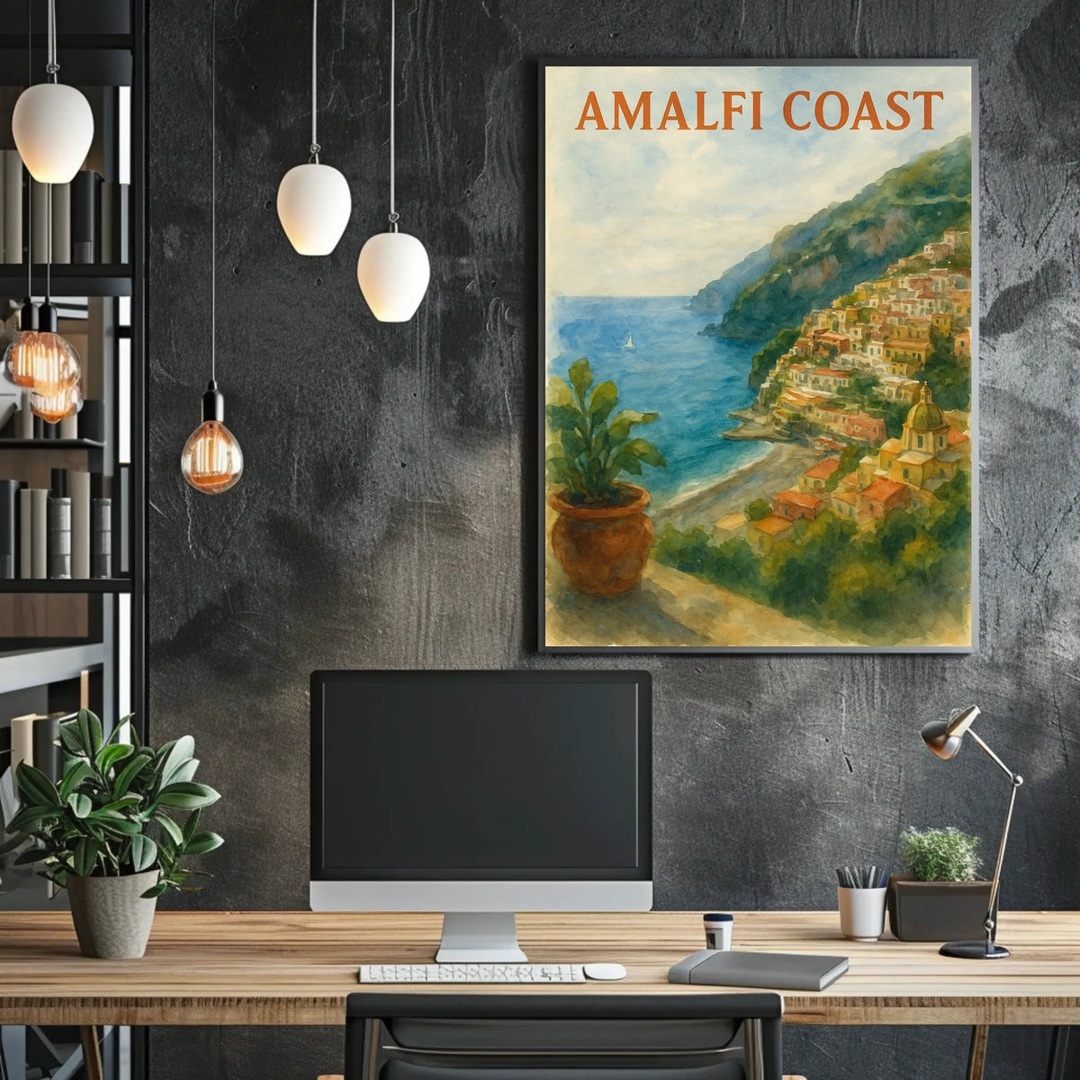 Amalfi Coast Poster Wall Art 18x24 Inches Seaside Decor