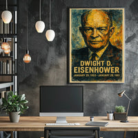 Eisenhower Presidential Portrait Historical Impressionism Vintage Ads Patriotic Collector Poster