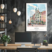 Riga Cityscape Illustration Poster PosterGoat