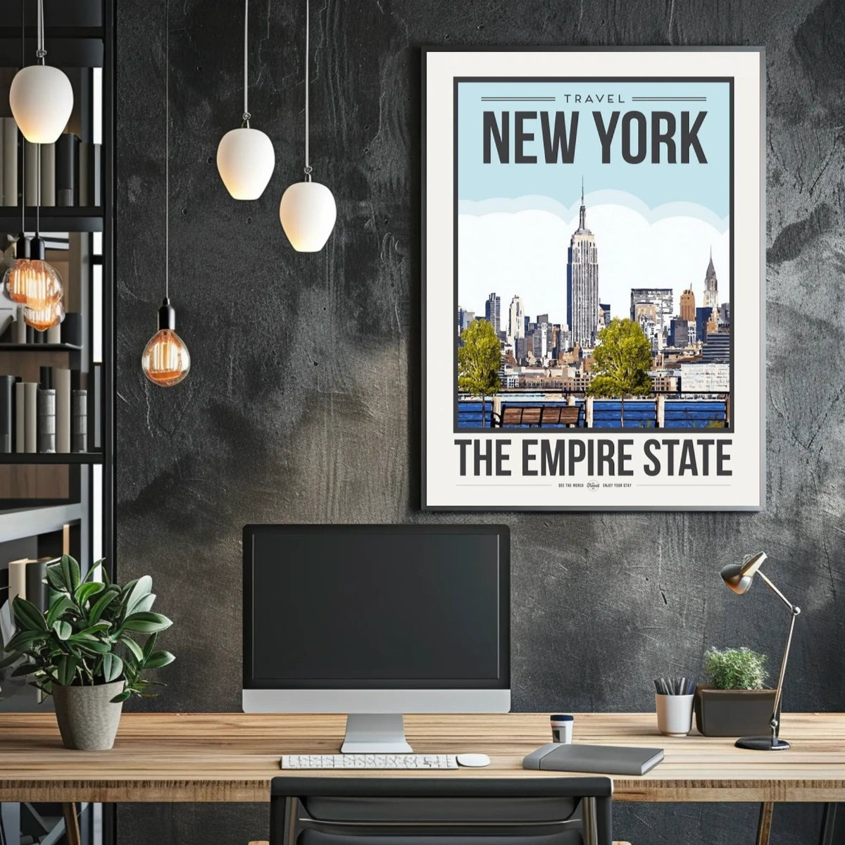 Empire State Building New York City Poster Vintage Travel