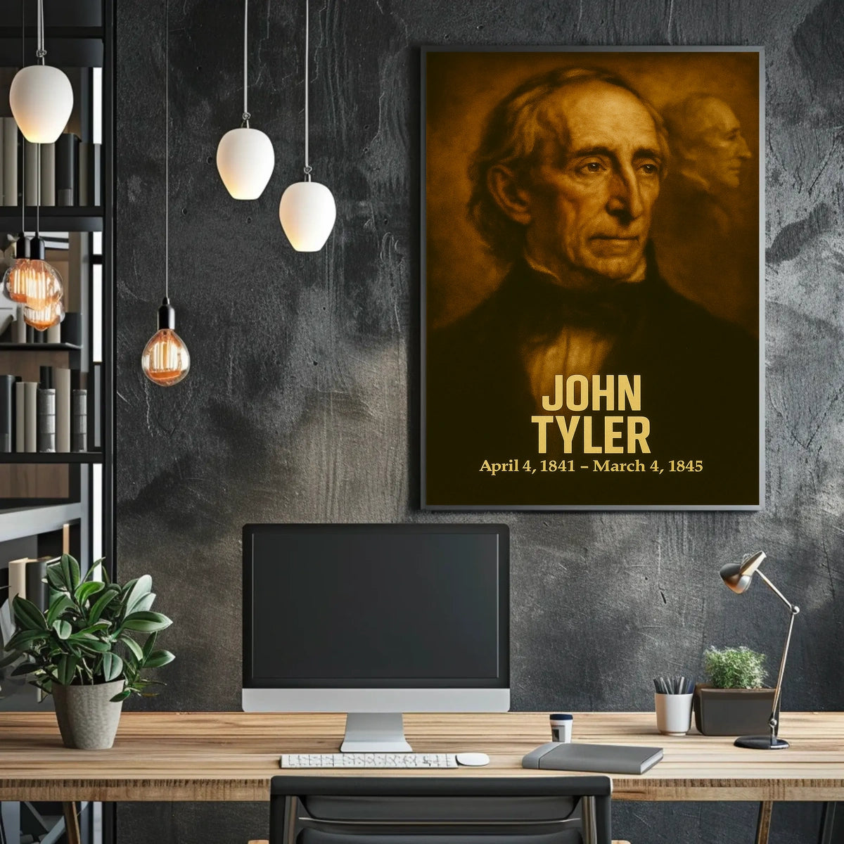 John Tyler Presidential Poster Vintage Analog Film Aesthetic Wall Art Portrait Historical US President Print