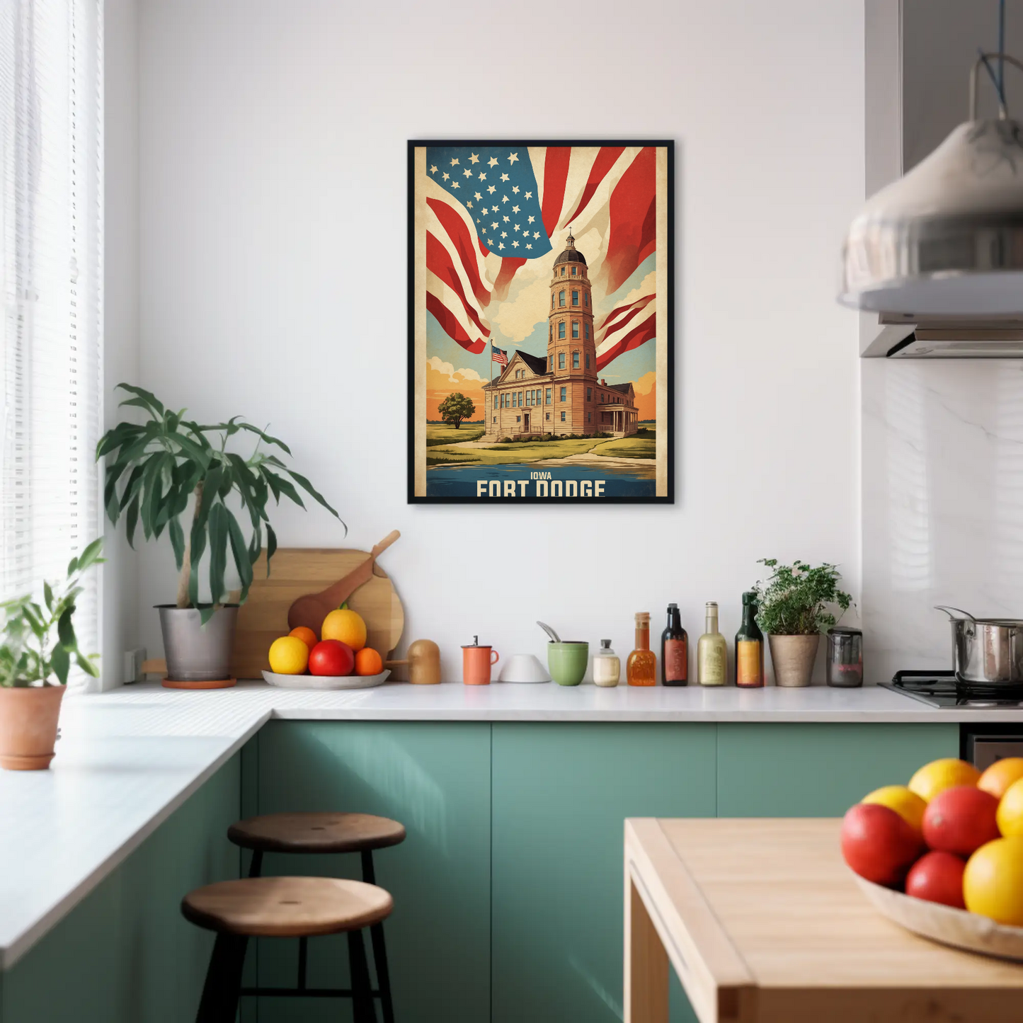 Fort Dodge Iowa Historic Building Vintage Travel Poster