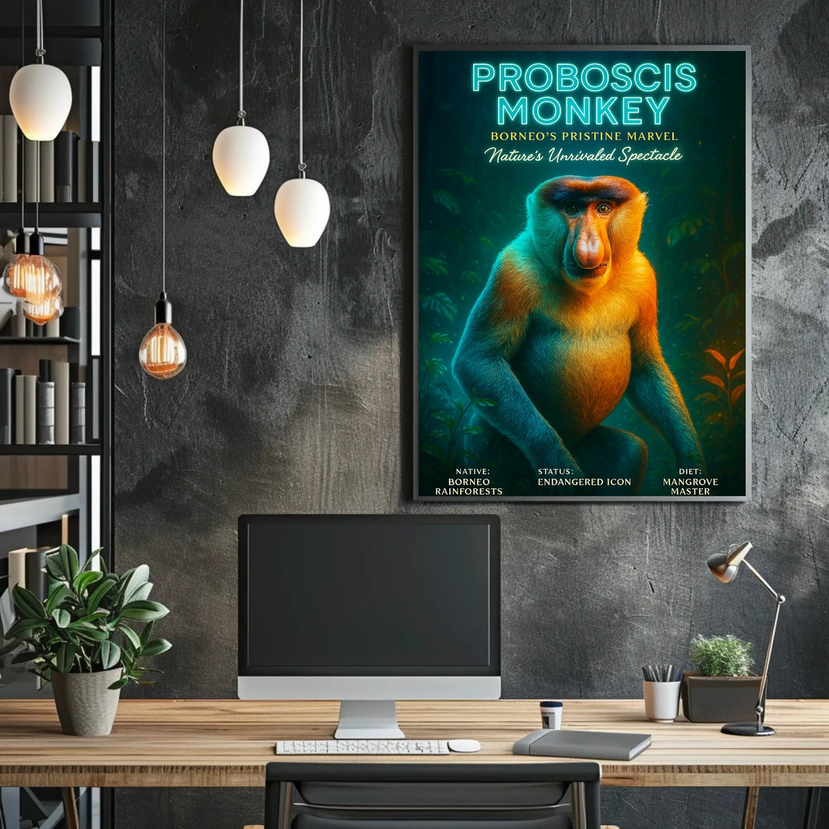 Proboscis Monkey Borneos Pristine Marvel Poster
