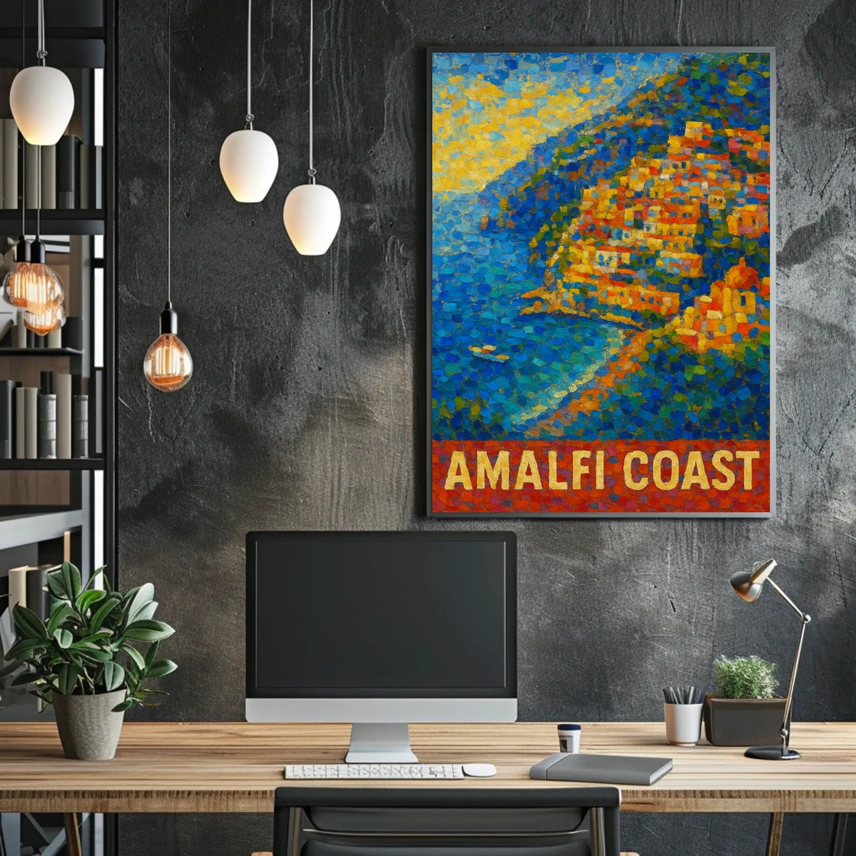 Amalfi Coast Poster Wall Art 18x24 Coastal Decor Gift Ready