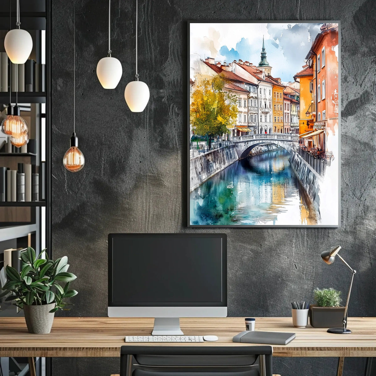 Ljubljana Old Town Street Scene Slovenia City View Poster