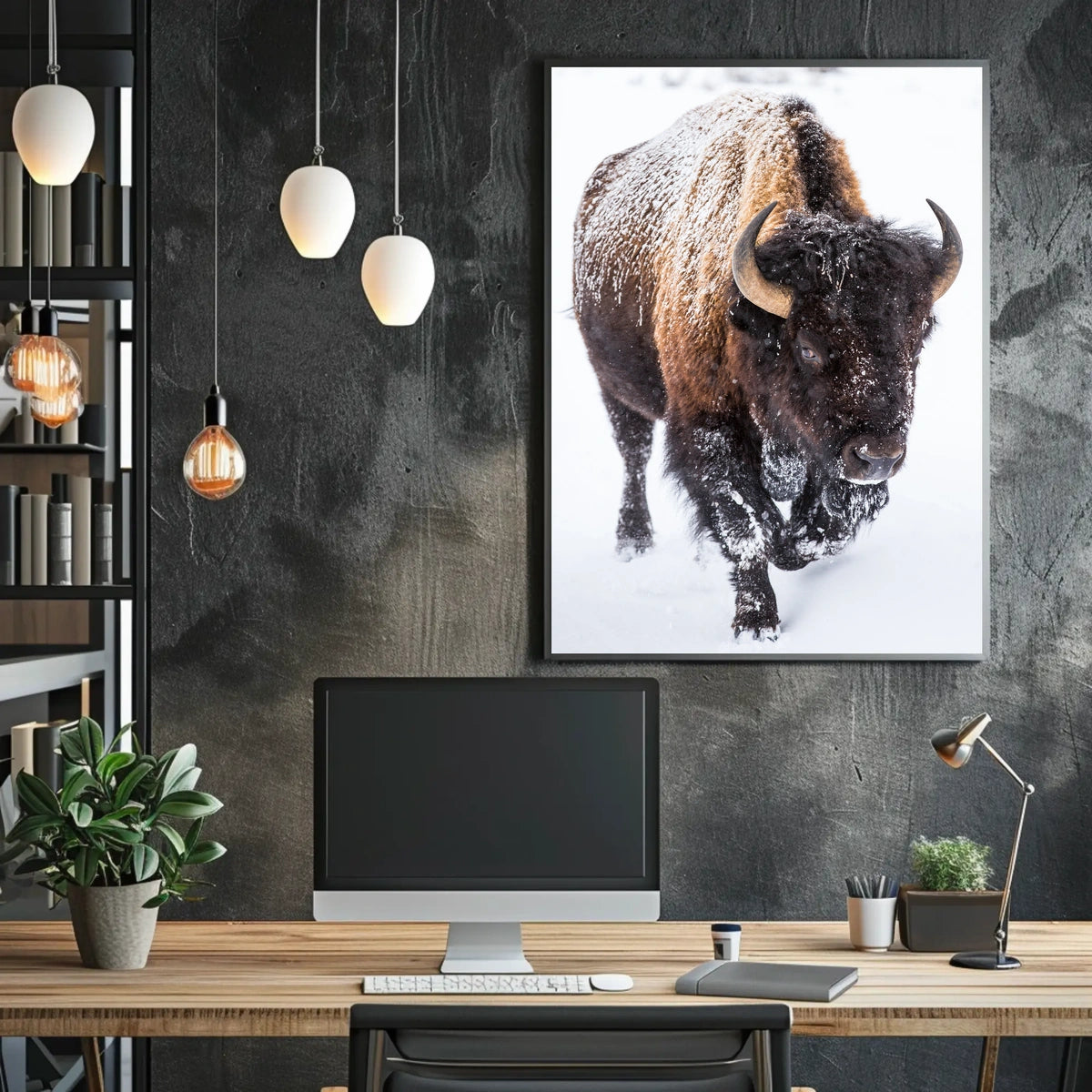 Majestic Bison in Winter Poster