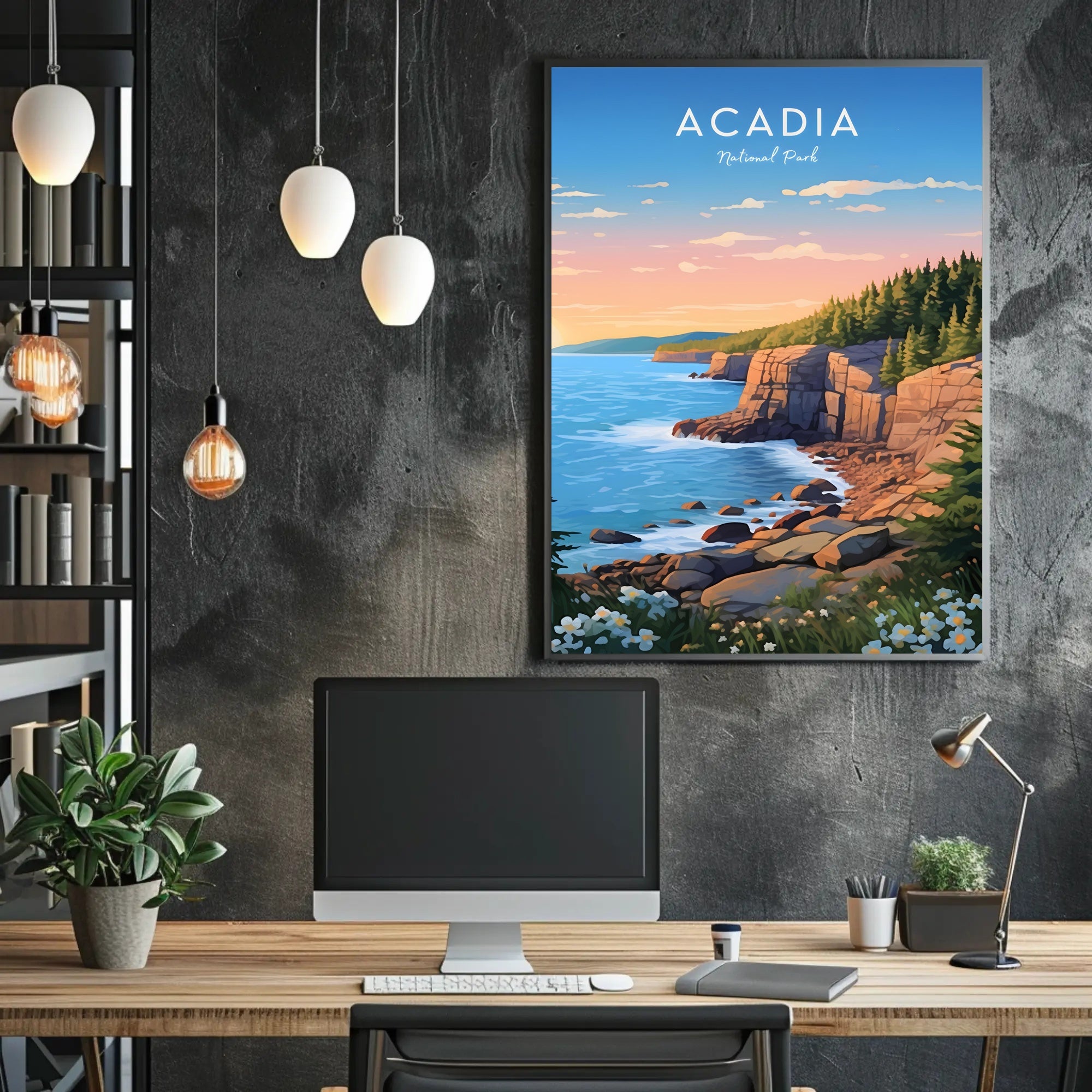 Scenic Coastal Sunrise Acadia National Park Poster