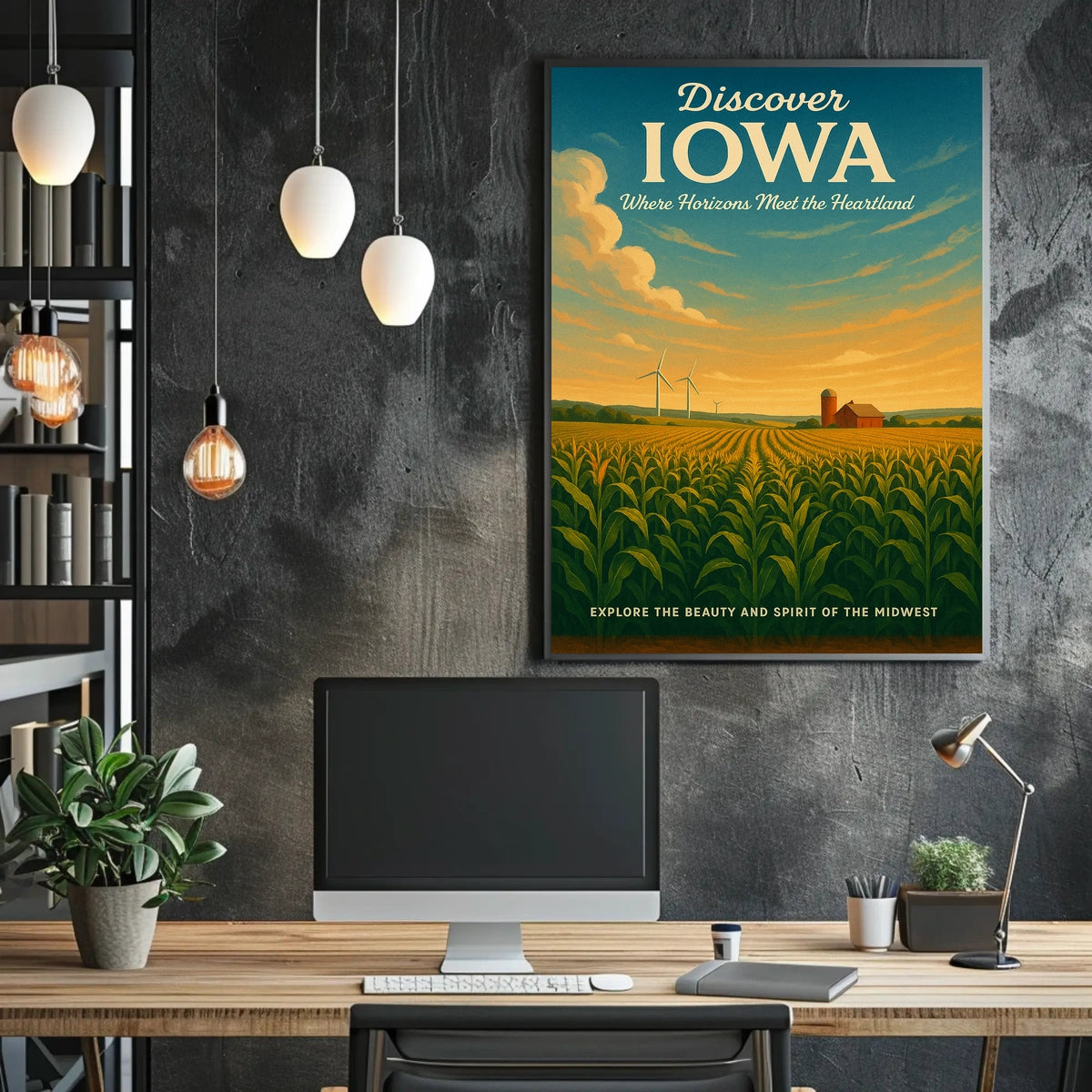 Iowa's Scenic Beauty Landscape Vintage Midwest Poster